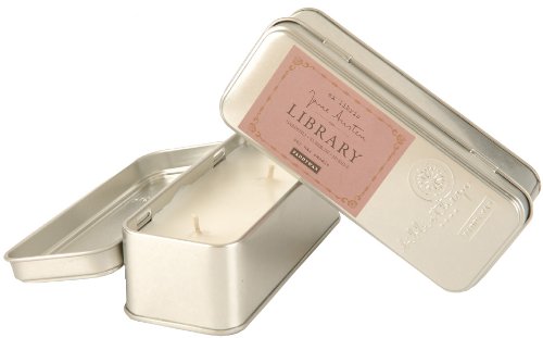 Paddywax Library Collection Gardenia, Tuberose, and Jasmine Scented Jane Austen Travel Tin Candle, 6oz, (Pack of 2)