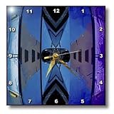 Jos Fauxtographee Abstract - A Building and a Bus in Vegas Mirrored and Crackled in Blue and Purple - Wall Clocks