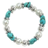 Turquoise and Bead Stretch Bangle Bracelet Fashion Jewelry