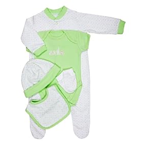 BabySafe Babywear 5pc Unisex Mint Gift Set 0-3 months