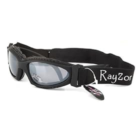 Rayzor Professional UV400 Black 2 In 1 Cycling MTB Sunglasses / Goggles, With a Smoke Mirrored Anti-Glare Clarity Lens and a Detachable Elasticated Headband & Inner Foam Padding