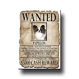 Papillon Wanted Fridge Magnet
