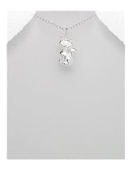 Cat Pendant Necklace In 92.5 Sterling Silver