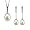 14k White Gold Diamond Journey Bail Natural White Cultured Pearl Drop Pendant Necklace & Dangle Earrings Set (18