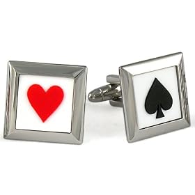 Heart and Spade Cufflinks featuring stainless steel and rubber.