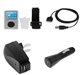 Durable Flexible Soft Clear Silicone Skin Case with Belt Clip and Armband + USB Car + USB Home Travel Charger + USB Data Cable for Sandisk Sansa Fuze