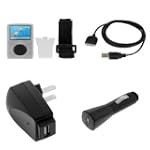Durable Flexible Soft Clear Silicone Skin Case with Belt Clip and Armband + USB Car + USB Home Travel Charger + USB Data Cable for Sandisk Sansa Fuze