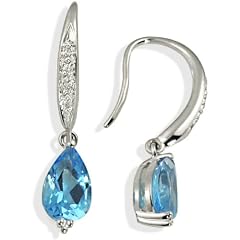 Goldmaid Damen-Ohrringe 585 Wei�gold 2 Blautopas 8 Diamanten 0,04ct Fa O2754WG