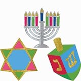 Hanukkah Mini Glitter Cutouts, 6ct