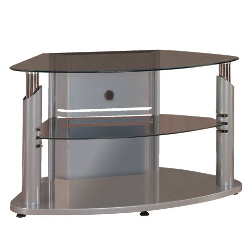 Powell Glossy Silver Curved TV Stand