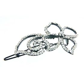 Rose Bud Swarovski Crsytal Jeweled Hair Pin