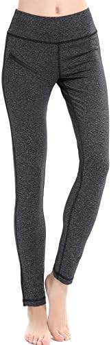 Zoeniya Women's Ankle Leggings with Comfort Soft Zipper Pocket Workout Running Yoga Tight Pants Small(Dark Grey)