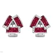 Earrings With 6.45ctw Precious Stones - Genuine Clean Diamonds and Rubies Made in 18K White Gold. Total item weight 14.0g Length 16mm