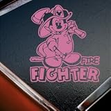 MICKEY DISNEY FIRE FIGHTER Pink Decal Window Pink Sticker