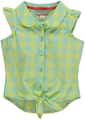 Hartstrings Little Girls Blue Plaid Tie-Front Blouse