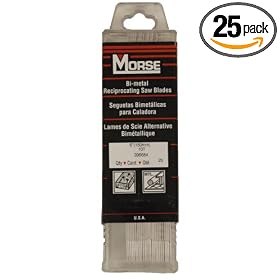 M.K. Morse RB610T25 6-by-3/4-by-0.035-Inch 10 TPI Bi-metal Reciprocating Saw Blade, 25-Pack
