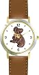 Koala Bear Animal - WATCHBUDDY&reg; DELUXE TWO-TONE THEME WATCH - Arabic Numbers - Brown Leather Strap-Women's Size-Small