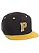 Classic Snapback Hat w Custom A-Z Initial 3D Raised Silicon Letters - Black Gold Hat with White Gold Initial P