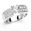 Sterling Silver Cubic Zirconia Rhodium Plated Ring with Round Center Stone