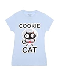 Apparel: Steven Universe Cookie Cat Juniors T-Shirt - Light Blue (Large)