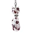 Handmade Cat Shaped Murano Glass with Silver Foil- Silver Leopard Print