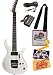 Parker PDF60 Maxx Fly P Series Electric Guitar Bundle with 10-Foot Instrument Cable, Tuner, Strap, Strings, String Winder, Pick Card, and Polishing Cloth - White