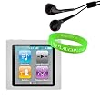 Premium Soft Clear Silicon Cover for Apple iPod Nano 6th Gen Skin Case ( 6th Generation Nano, 6G, 6th Gen ) compatible with 8GB / 16GB + Black Headphones + Live * Laugh * Love Vangoddy Wrist Band!!!