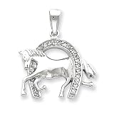 Sterling Silver Horse & Horseshoe CZ Pendant