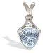 14K White Gold Genuine Trillion Aquamarine and Diamond Pendant