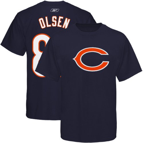 Reebok Chicago Bears #82 Greg Olsen Navy Blue Scrimmage Gear T-shirt (Large)