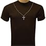 Rhinestone Cross and Necklace T-shirt, Men's Rhinestones Cross Shirt, Medium, Black