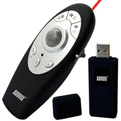 August LP108M - Wireless Presenter mit Rote Laserpointer - Schnurlos Powerpoint Fernbedienung mit N�chste/Vorige Folie Tasten / Trackball Maus / Schnelltasten f�r einfaches Computernavigation - Fernsteurung Reichweite: 15m - Batteriebetrieben (2xAAA Ink.)