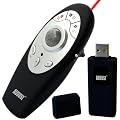 August LP108M Wireless Presenter with Laser Pointer - Cordless Powerpoint Remote with Trackball Mouse and Vibrating Timer - Control Distance: 15m - Battery Powered (2xAAA Inc.)