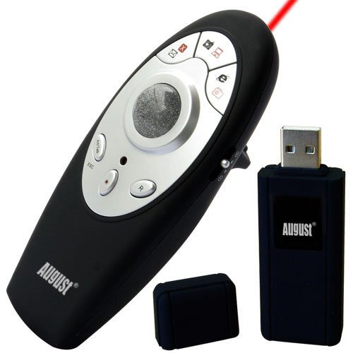 August LP108M Multifunction RF Remote Mouse and Laser Pointer Presenter