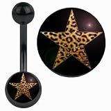 Bauchnabel-Piercing Schmuck Banane Stecker Schwarz, Stern Leopard