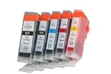 Zoom Produkt-Bild: 5 x TINTENPATRONEN DRUCKERPATRONEN Tinte Drucker Patrone Inkjet colour color bunt kompatibel zu CANON PGI-5BK CLI-8BK CLI-8C CLI-8M CLI-8Y - mit Chip