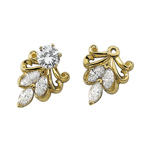 14K Yellow Gold 7/8 ct. Marquise Cut Diamond Earring Jackets