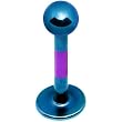 16 Gauge Blue Purple Striped Titanium Tragus Labret Monroe