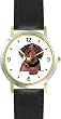Chesapeake Bay Retriever Puppy Dog - WATCHBUDDY&reg; DELUXE TWO-TONE THEME WATCH - Arabic Numbers - Black Leather Strap-Size-Large ( Men's Size or Jumbo Women's Size )