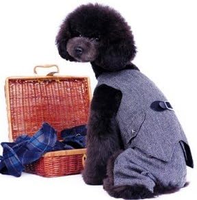Woolen Pet Dogs Tuxedo Formal Vest Shirts Gentleman Dog Cat Pets Wedding Suit Clothes Apparels Party Costumes for Chihuahua Teddy (Dark gray, XL)