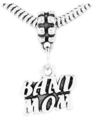 Sterling Silver One Sided Band Mom Dangle Bead Charm