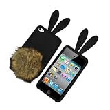 Bunny Cover Case for Apple iPod touch (4th gen.), Black w/ Brown Tail