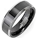 Tungsten Carbide Men's Ladies Unisex Ring Wedding Band 8MM (5/16 inch) Flat Top Two Tone Black Beveled Edge Comfort Fit (Available in Sizes 8 to 12) Size 10