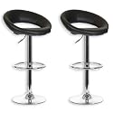 Lot de 2 tabourets de bar PABLO simili cuir noir