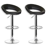 Lot de 2 tabourets de bar PABLO simili cuir noir