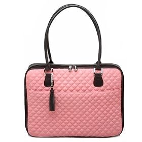 Pink  laptop case Quilted Faux with tassle