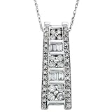 14K White Gold Diamond Aztec Inspired Pendant Necklace 1/2 CTW
