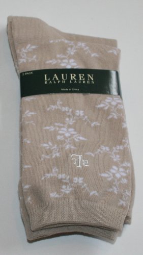 Polo Ralph Lauren Women's Crew Dress Socks - 2 Pair - Size: 9-11 - Oyster