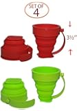 Collapsible Folding Silicone Travel Camping Cup- 200ml FDA Approved Food Grade Silicone - Versatile, Durable & Eco-Friendly (Set of 4)