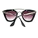Evebright Womens Squared Double Metal Bridge Thick Plastic Cat Eye Sunglasses Black